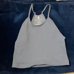 Ribbed light blue crop top